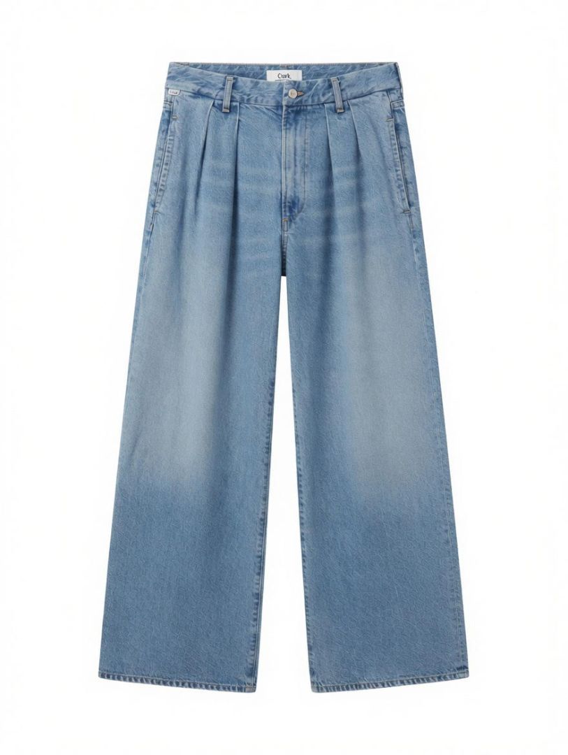 Citizens Of Humanity Light Blue High Waisted Pleated Wide Leg Jeans