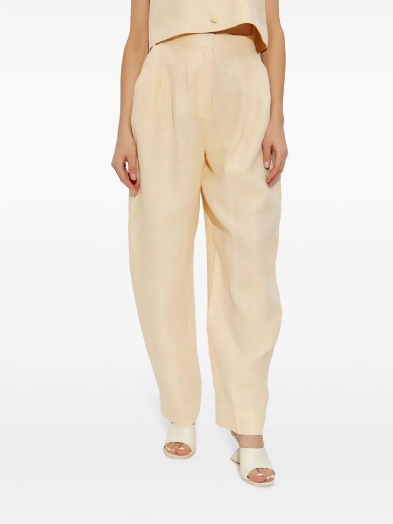 Posse Cream Linen Wide Leg Pleated Trousers NWT