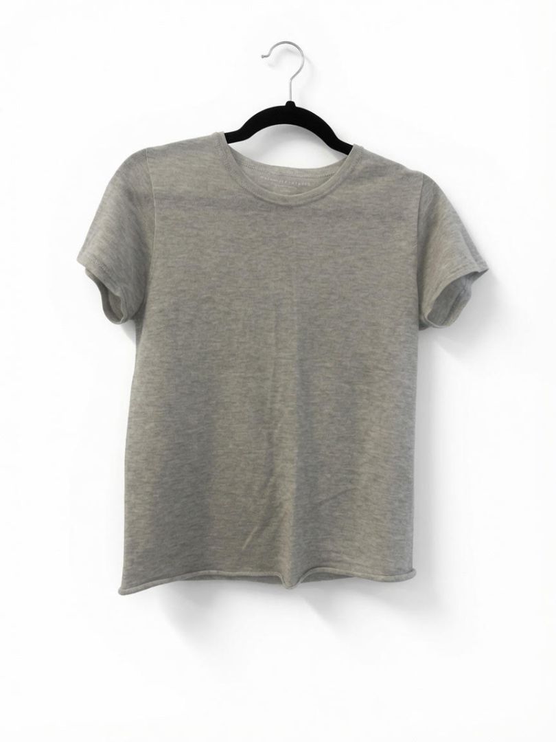 Majestric Filatures Grey Cashmere Short-Sleeved Shirt
