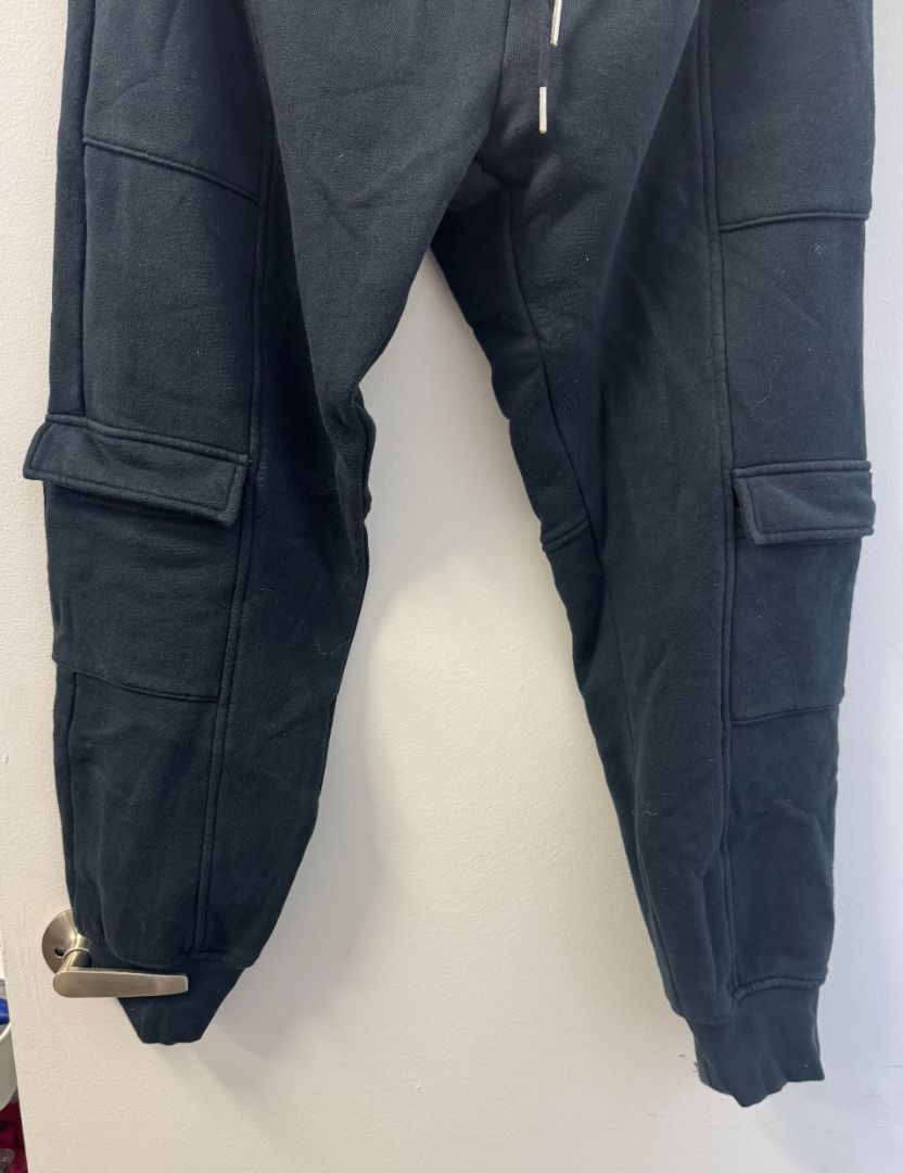 JONATHAN SIMKHAI navy sweat set, cargo sweatpants, quarter zip long sleeve sweater