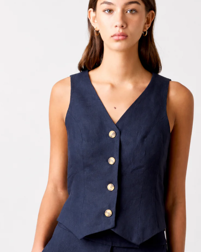 Whitney Linen Tailored Linen Vest